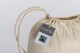 Rucsac din bumbac FAIRTRADE ® de 140 g/m², cu închidere cu șnur – cu logo-ul firmei — fotografia 3