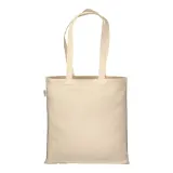Pungă de cumpărături din bumbac organic, 220 g/m², cu mânere lungi – cu logo-ul firmei — fotografia 3