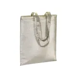 Pungă de cumpărături din policoton strălucitor, 90 g/m², cu mânere lungi – cu logo-ul firmei — fotografia 1