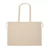 Sacoșă textilă mare din bumbac organic cu mânere lungi si snur strangere 180 g/m² — fotografia 3