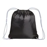 Rucsac din poliester negru 210T, cu închidere cu șnur, colțuri negre întărite – cu logo-ul firmei — fotografia 2