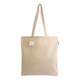 Geantă de cumpărături din bumbac organic, 140 g/m², cu mânere lungi – cu logo-ul firmei — fotografia 3