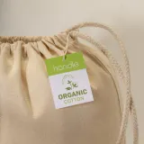 Rucsac din bumbac organic de 220 g/m², cu închidere cu șnur – cu logo-ul firmei — fotografia 4