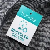 Pungă de cumpărături din bumbac reciclat, 280 g/m², cu mânere lungi – cu logo-ul firmei — fotografia 3