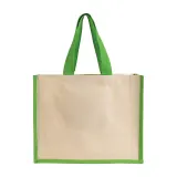 Geantă de cumpărături din pânză și iută, cu pliu lateral – cu logo-ul firmei — fotografia 2