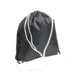 Rucsac din poliester negru 210T, cu închidere cu șnur, colțuri negre întărite – cu logo-ul firmei — fotografia 1