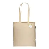 Pungă de cumpărături din bumbac organic, 190 g/m², cu mânere lungi – cu logo-ul firmei — fotografia 2