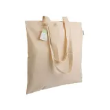 Geantă de cumpărături din bumbac organic, 140 g/m², cu mânere lungi – cu logo-ul firmei — fotografia 1