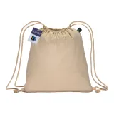 Rucsac din bumbac FAIRTRADE ® de 140 g/m², cu închidere cu șnur – cu logo-ul firmei — fotografia 2