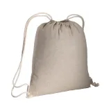 Rucsac din bumbac reciclat, cu șnur, de 150 g/m² – cu logo-ul firmei — fotografia 1