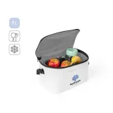 Geantă termică din poliester reciclat 600D cu curea reglabilă 7 L Cancun – cu logo-ul firmei — fotografia 6