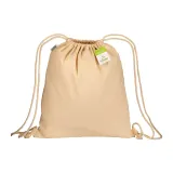 Rucsac din bumbac organic de 220 g/m², cu închidere cu șnur – cu logo-ul firmei — fotografia 2