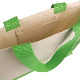 Geantă de cumpărături din pânză și iută, cu pliu lateral – cu logo-ul firmei — fotografia 3