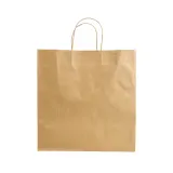 Hârtie 100% reciclată, 100 gr/m², pungă de cumpărături cu pliu lateral – cu logo-ul firmei — fotografia 2
