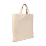 Pungă de cumpărături din bumbac de 135 g/m², cu mânere scurte – cu logo-ul firmei — fotografia 3