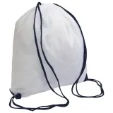 Rucsac alb din poliester 210T, cu închidere cu șnur, colțuri întărite – cu logo-ul firmei — fotografia 1
