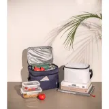 Geantă termică din poliester reciclat 600D cu curea reglabilă 7 L Cancun – cu logo-ul firmei — fotografia 5