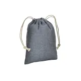 Pungă cadou din bumbac reciclat, 150 g/m², 10 x 14 cm – cu logo-ul firmei — fotografia 1