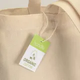 Pungă de cumpărături din bumbac organic, 220 g/m², cu mânere lungi – cu logo-ul firmei — fotografia 4