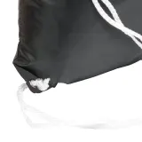 Rucsac din poliester negru 210T, cu închidere cu șnur, colțuri negre întărite – cu logo-ul firmei — fotografia 3