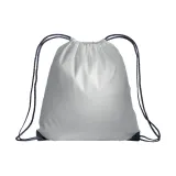 Rucsac alb din poliester 210T, cu închidere cu șnur, colțuri întărite – cu logo-ul firmei — fotografia 2