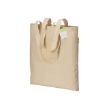 Pungă de cumpărături din bumbac organic, 190 g/m², cu mânere lungi – cu logo-ul firmei — fotografia 1