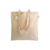 Geantă de cumpărături din bumbac organic, 140 g/m², cu mânere lungi – cu logo-ul firmei — fotografia 2