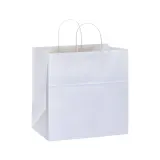 Pungă de cumpărături din hârtie de 100 gr/m², cu pliu lateral – cu logo-ul firmei — fotografia 1