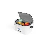 Geantă termică din poliester reciclat 600D cu curea reglabilă 7 L Cancun – cu logo-ul firmei — fotografia 4