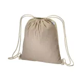 Rucsac din bumbac reciclat de 180 g/m², cu închidere cu șnur – cu logo-ul firmei — fotografia 1