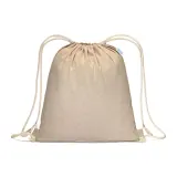 Rucsac din bumbac reciclat de 180 g/m², cu închidere cu șnur – cu logo-ul firmei — fotografia 2