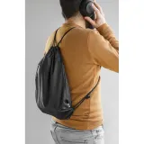 Rucsac cu snur 190T poliester reciclat (100% rPET) Pemba – cu logo-ul firmei — fotografia 4