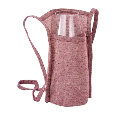 Suport pentru pahare de degustare din bumbac reciclat de 150 g/m², cu șnur de 90 cm. – cu logo-ul firmei