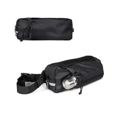 Geantă de talie 300D (finisaj lucios) cu poliester reciclat și 600D cupoliester reciclat cu elemente reflectorizante Delfos Pouch Shiny – cu logo-ul firmei