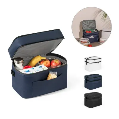 Geantă termică din poliester 600D, reciclat, cu curea reglabilă 14 L Cancun Large – cu logo-ul firmei