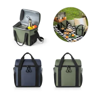 Geantă frigorifică căptușită din poliester reciclat 600D ripstop 11 L Roma M – cu logo-ul firmei