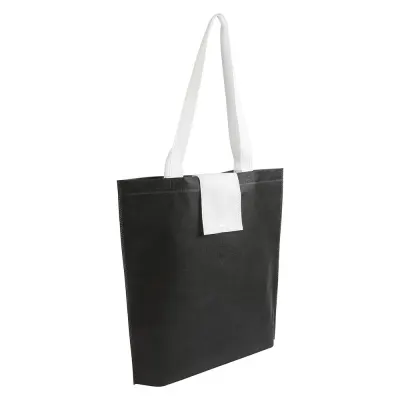 Pungă de cumpărături pliabilă, nețesută, de 80 g/m², cu mânere scurte – cu logo-ul firmei