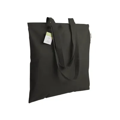Geantă de cumpărături din bumbac organic, 140 g/m², cu mânere lungi – cu logo-ul firmei