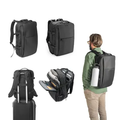 Rucsac de călătorie din poliester 600D reciclat de înaltă densitate pentru laptop de 17.3” Dallas – cu logo-ul firmei