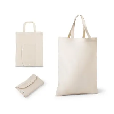Pungă pliabilă din bumbac (50%), bumbac reciclat (30%) și poliester (20% rPET) (140 g/m²) Beirut – cu logo-ul firmei