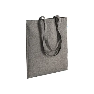 Geantă de cumpărături din bumbac reciclat, 190 g/m², cu mânere lungi, 38 x 42 cm – cu logo-ul firmei
