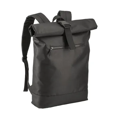 Rucsac din poliester reciclat R-PET și PC (17") cu buzunar exterior cu fermoar – cu logo-ul firmei