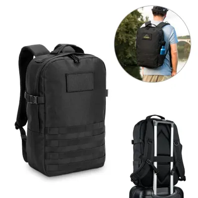 Rucsac în stil militar din poliester reciclat 600D, de înaltă densitate și căptușeală din poliester reciclat 210D 17'3' Edinburgh Bpack – cu logo-ul firmei