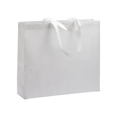 Sacoșă textilă de cumpărături din R-PET de 80 g/m², sigilată termic, cu pliu lateral din rpet tnt