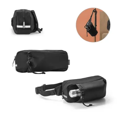 Geantă de talie 300D cu poliester reciclat și 600D cupoliester reciclat cu elemente reflectorizante Delfos Pouch – cu logo-ul firmei