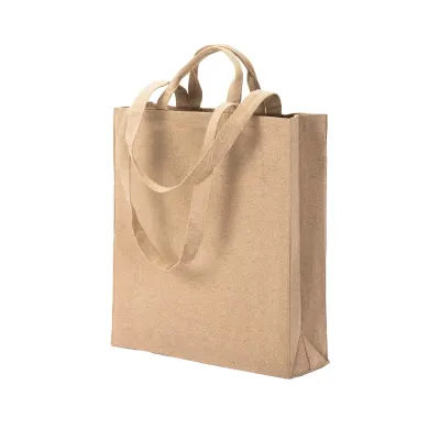 Sacoșă textilă de cumpărături din bumbac reciclat, de 280 g/m², cu pliuri laterale și mânere duble
