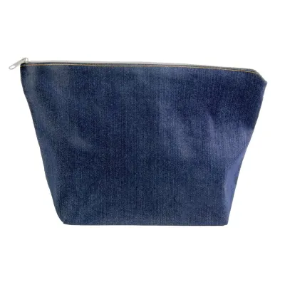 Trusă de cosmetice din DENIM de 220 g/m² din bumbac (85% bumbac – 15% poliester), cu închidere cu fermoar – cu logo-ul firmei
