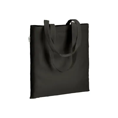 Pungă de cumpărături din bumbac organic, 220 g/m², cu mânere lungi – cu logo-ul firmei