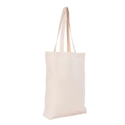 Sacoșă textilă cu burduf din bumbac premium de 240g cu mânere lungi 38x42x9cm