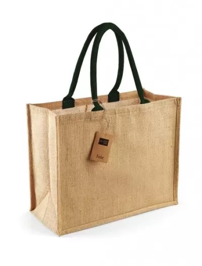 Sacoșă textilă iuta cu mânere colorate clasic - Classic Jute Shopper